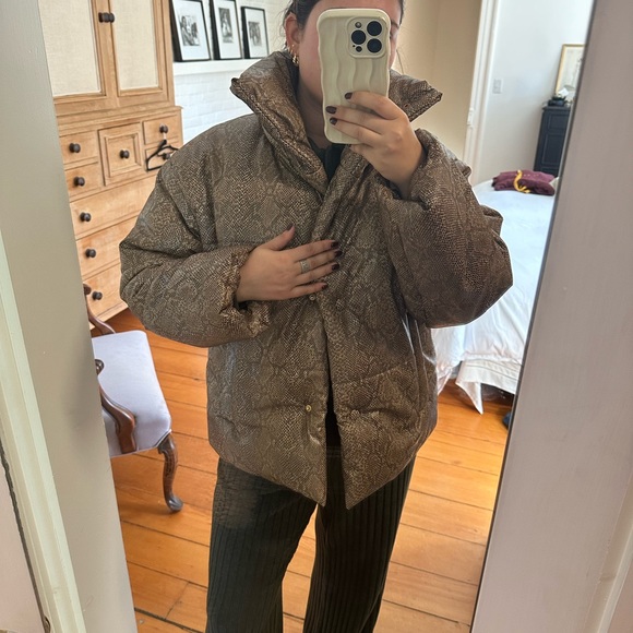 Nanushka Hide Snakeskin Puffer Jacket - Picture 3 of 6